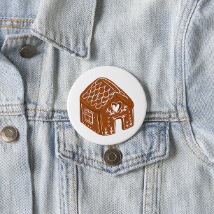 Cute Gingerbread House Holiday Cookie Button