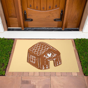 Cute Gingerbread House Holiday Cookie Doormat