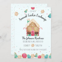 Cute Gingerbread House Holiday Cookie Exchange Invitation