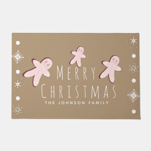 Cute Gingerbread House Man Family Name Doormat (Front)