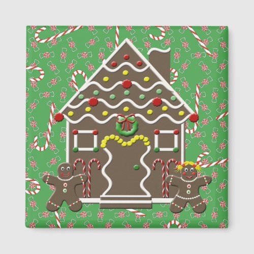 Cute Gingerbread House Man Girl Christmas Candy Magnet