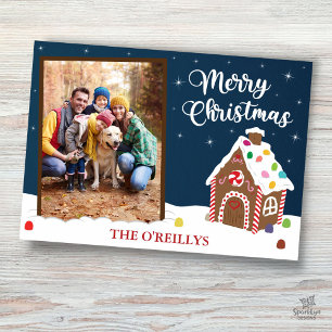 Cute Gingerbread House Merry Christmas Photo Card