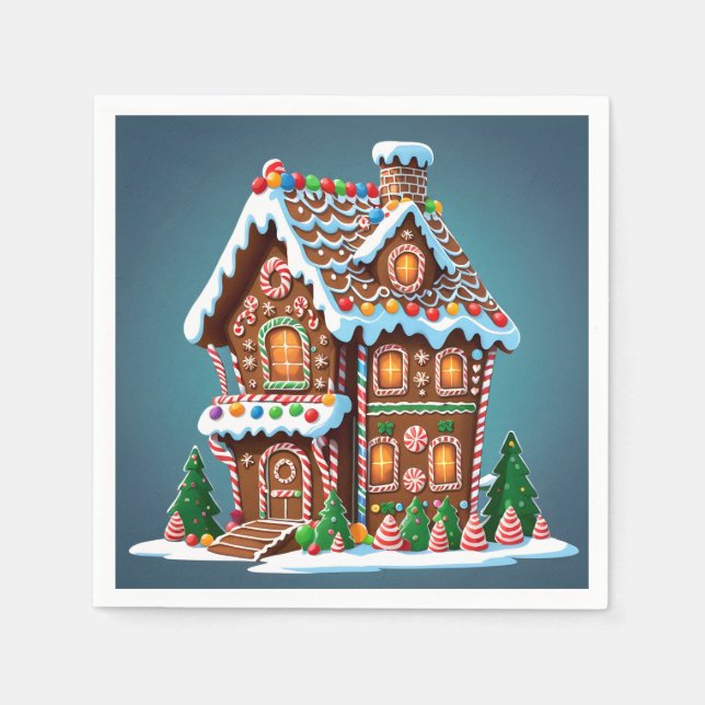 Cute Gingerbread House Napkins (Front)