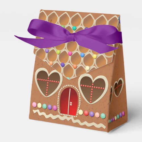 Cute Gingerbread House With Heart Shaped Windows Favor Boxes