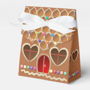 Cute Gingerbread House With Heart Shaped Windows Favor Boxes