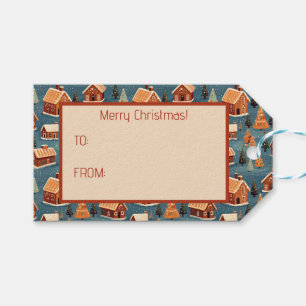 Cute Gingerbread Houses and Trees Gift Tags