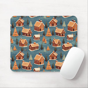 Cute Gingerbread Houses and Trees Mouse Pad