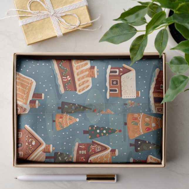 Cute Gingerbread Houses and Trees Tissue Paper (Gift)
