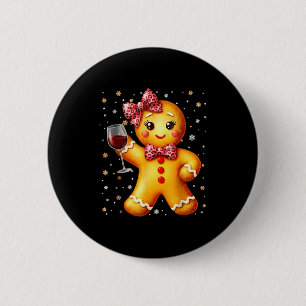 Cute Gingerbread Leopard Coquette Christmas Wine X Button