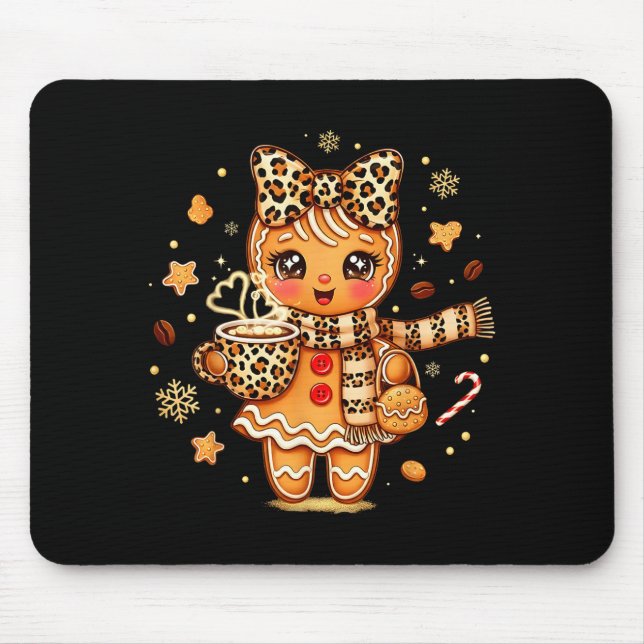 Cute Gingerbread Leopard Coquette Christmas Xmas W Mouse Pad (Front)