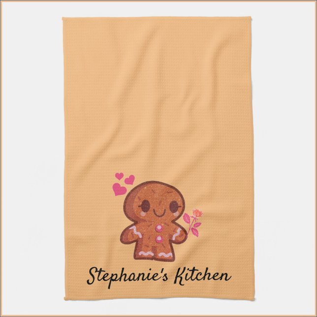 Cute Gingerbread Man and Flower Kitchen Towel (Creator Uploaded)