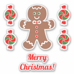 Cute Gingerbread Man and Peppermint Candy Sticker