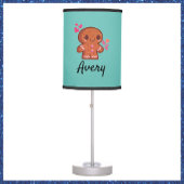 Cute Gingerbread Man Heart and Flowers Table Lamp