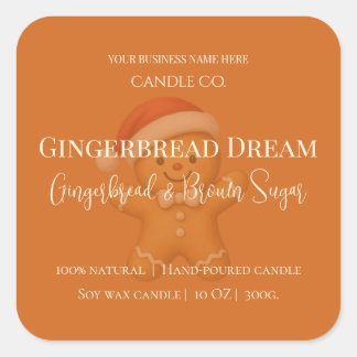 Cute Gingerbread Man Christmas Candle Label