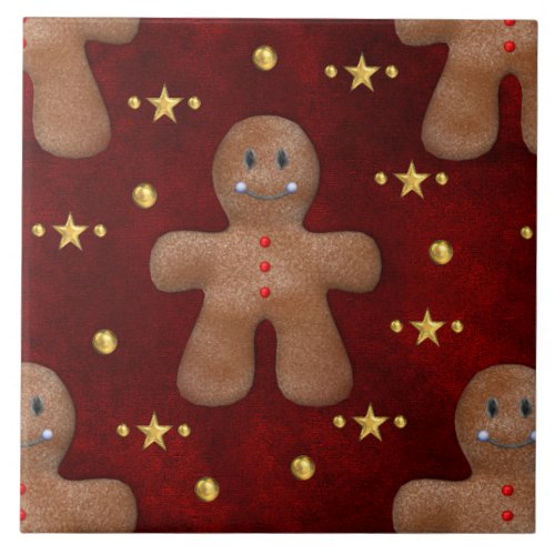 Cute Gingerbread Man Christmas Ceramic Tile