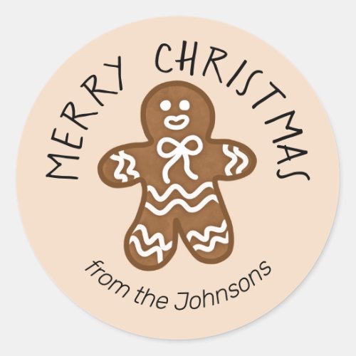 Cute Gingerbread Man Christmas Classic Round Sticker