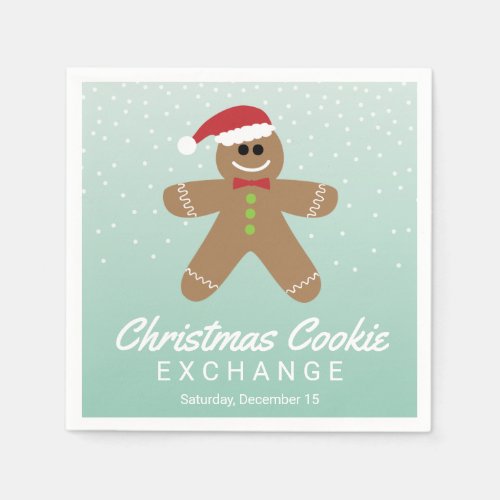 Cute Gingerbread Man Christmas Cookie Exchange Napkins