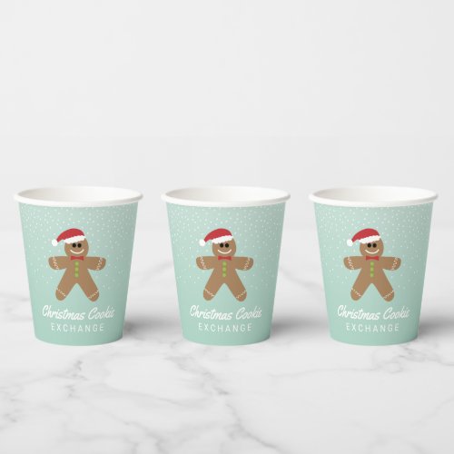 Cute Gingerbread Man Christmas Cookie Exchange Pap Paper Cups