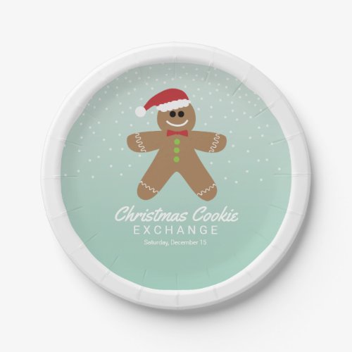 Cute Gingerbread Man Christmas Cookie Exchange Paper Plates