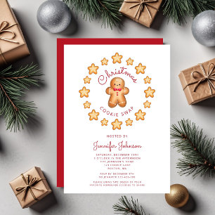 Cute Gingerbread Man Christmas Cookie Swap Invitation