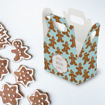 Cute Gingerbread Man Christmas Cookies Favor Boxes<br><div class="desc">A cute little gift box covered with cute little gingerbread men. You can add a short greeting to the front and back. I've put them on a robin egg blue colored background as it brings out the color of their eyes.</div>