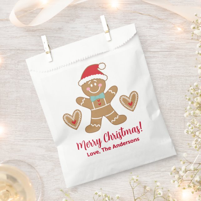 Cute Gingerbread Man Christmas Favor Bag (Clipped)