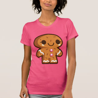 Cute Gingerbread Man Christmas Fuscia Ladies Shirt