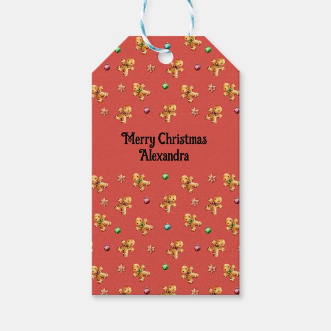 Cute Gingerbread Man Christmas Gift Tags (Front)