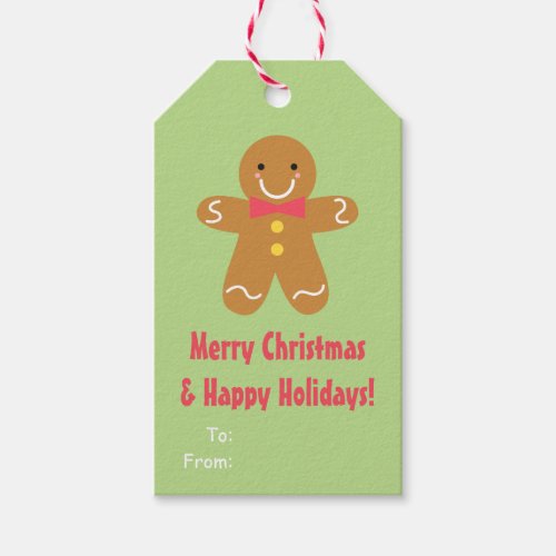 Cute Gingerbread Man Christmas Gift Tags