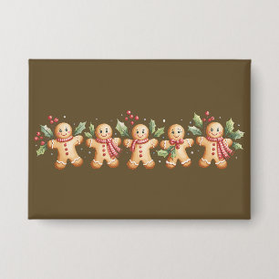 Cute Gingerbread Man Christmas Holiday Baker Gift Button