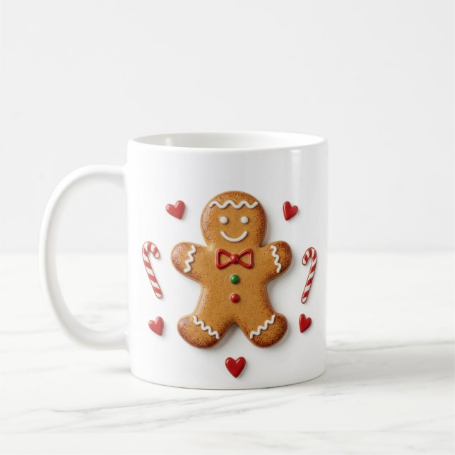 Cute Gingerbread Man Christmas Mug (Left)