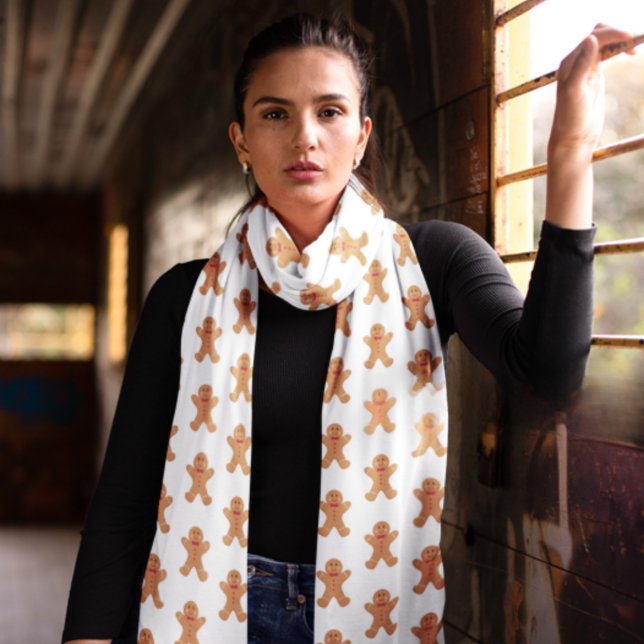 Cute Gingerbread Man Christmas Pattern Scarf (Gingerbread man Christmas pattern)
