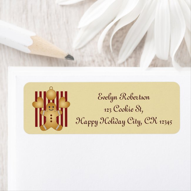 Cute Gingerbread Man Christmas Return Address