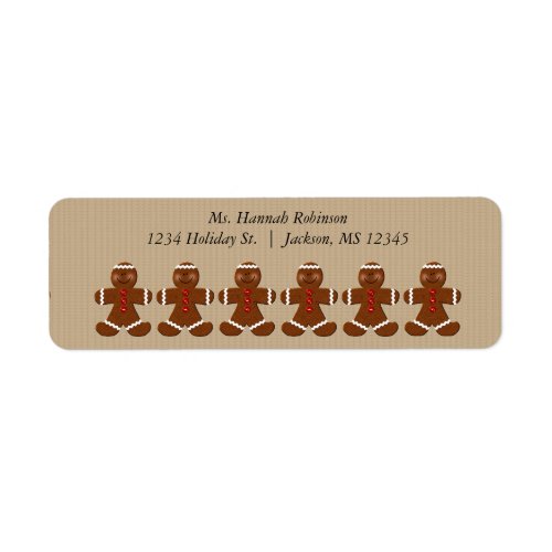 Cute Gingerbread Man Christmas Return Label