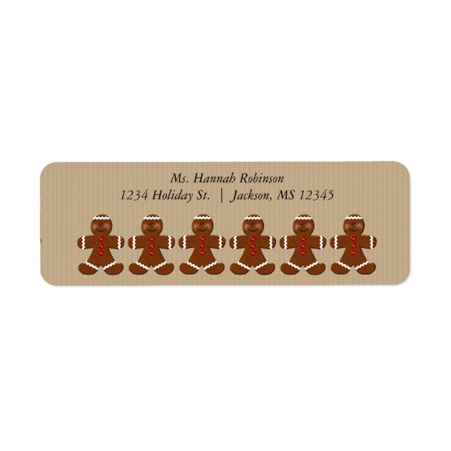 Cute Gingerbread Man Christmas Return Label (Front)