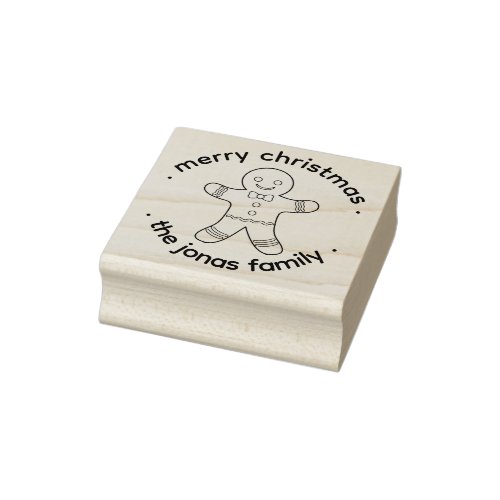 Cute Gingerbread Man Christmas Rubber Stamp