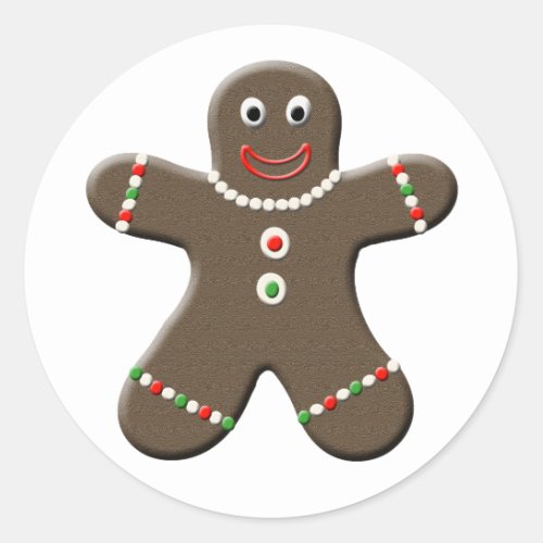 Cute Gingerbread Man Christmas Sticker