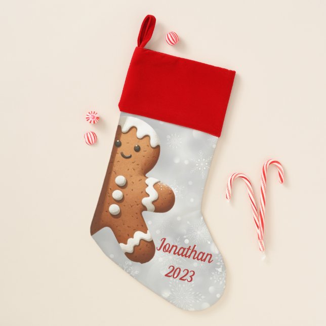 Cute Gingerbread Man  Christmas Stocking (Front)