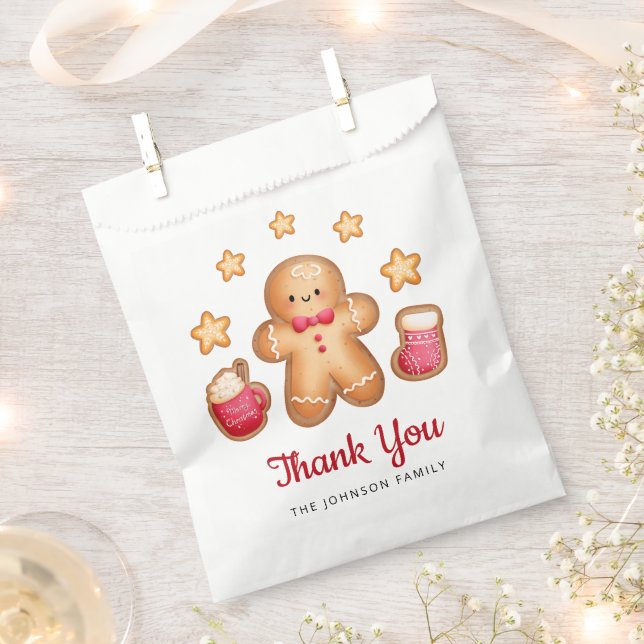 Cute Gingerbread Man Christmas Thank You  Favor Bag (Clipped)