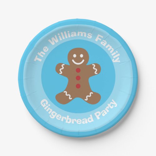 Cute Gingerbread Man Cookie Custom Christmas Party Paper Plates