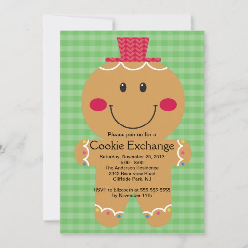 Cute Gingerbread Man Cookie Exchange Invitation