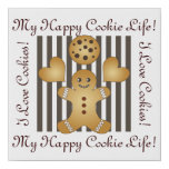 Cute Gingerbread Man Cookie Illustration Faux Canvas Print at Zazzle