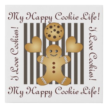Cute Gingerbread Man Cookie Illustration Faux Canvas Print by WindUpEgg at Zazzle