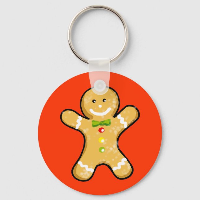 Cute gingerbread man cookie keychain (Front)