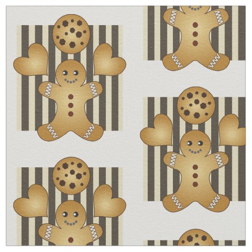 Cute Gingerbread Man Cookie Pattern Fabric