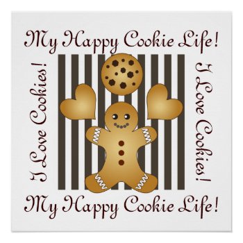 Cute Gingerbread Man Cookie Poster by WindUpEgg at Zazzle