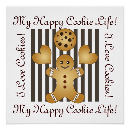 Cute Gingerbread Man Cookie Poster