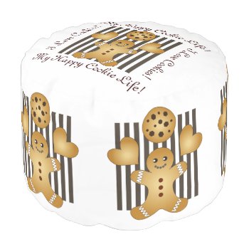 Cute Gingerbread Man Cookie Pouf by WindUpEgg at Zazzle
