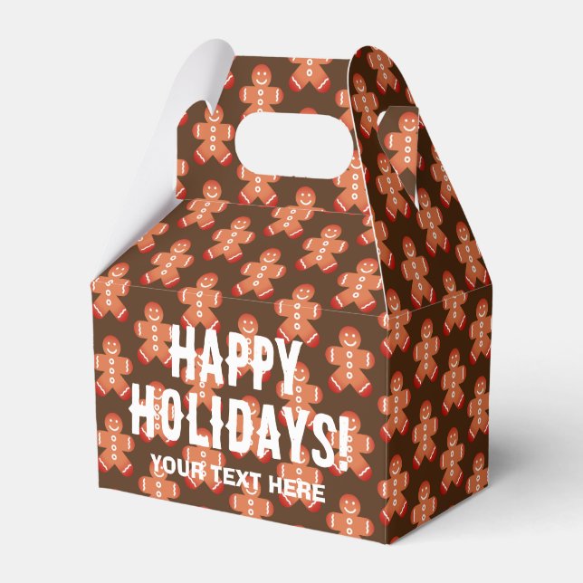Cute gingerbread man cookie print Christmas party Favor Boxes (Front Side)