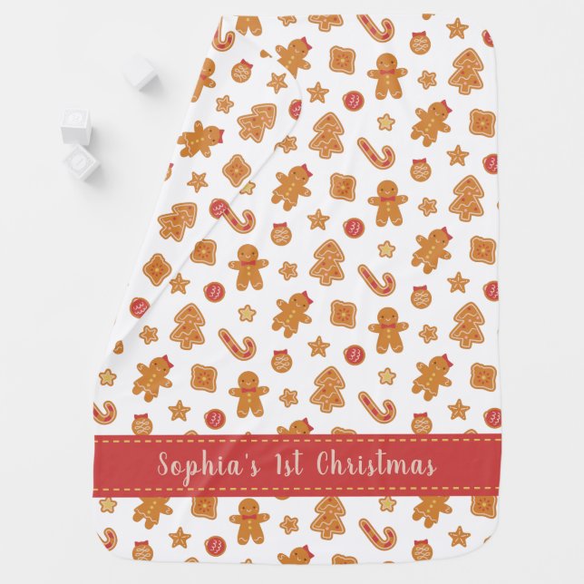 Cute Gingerbread Man Cookies, Baby First Christmas Baby Blanket (In Situ)